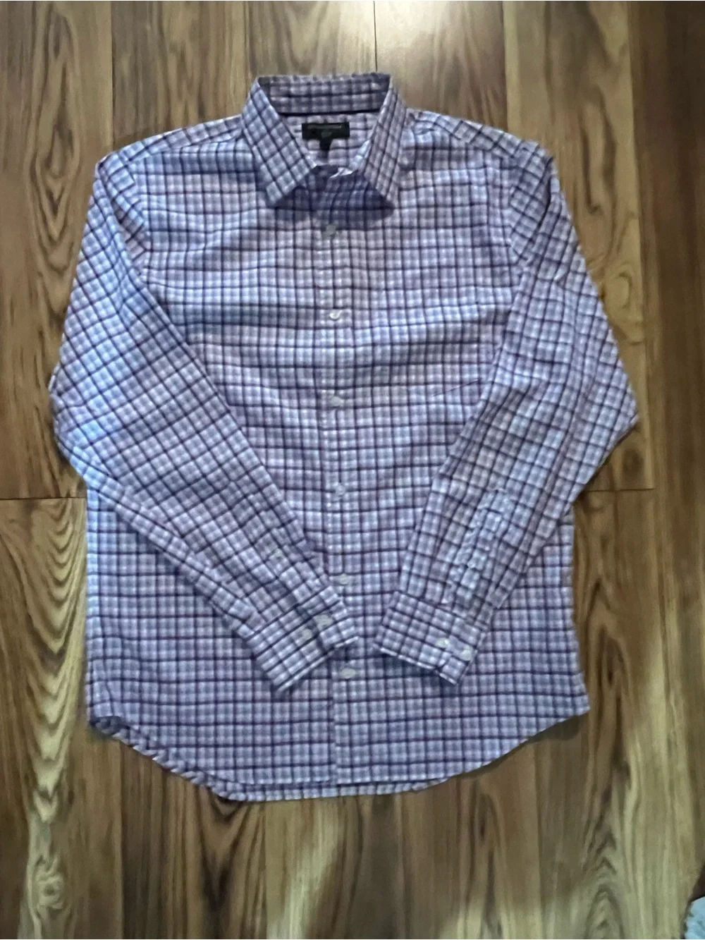 Banana Republic Men's Purple Plaid Button-Down Long Sleeve Dress Shirt - Large